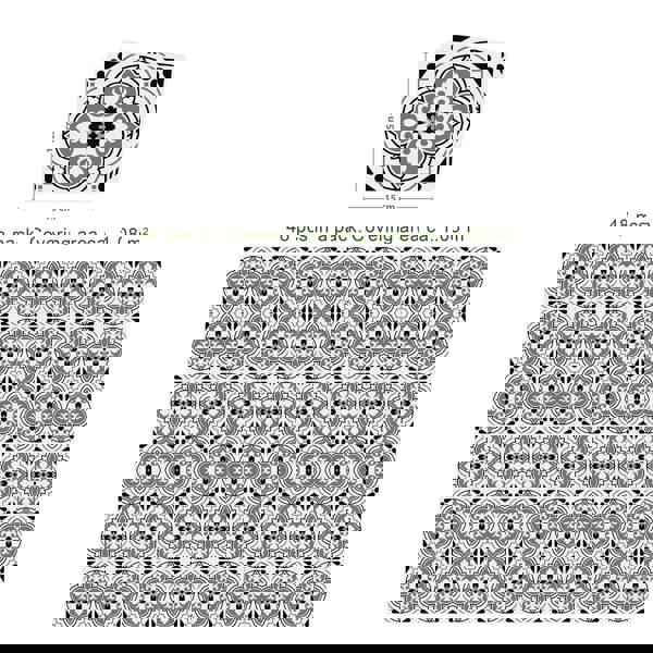 WALPLUS WT1540 - Seamless Antique Floral Tiles Design Wall Stickers Set 2 - 15 x 15 cm (6 x 6 inches) - 24 pcs