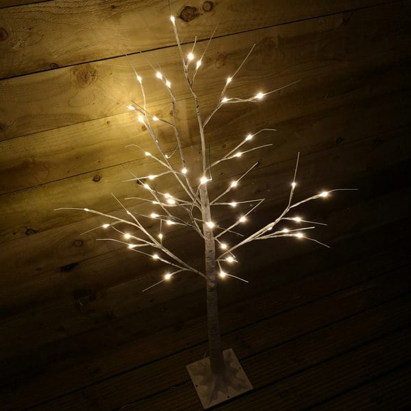 Samuel Alexander 1.2m (4ft) Indoor Outdoor Christmas Lit Birch Tree with 48 Warm White LEDs