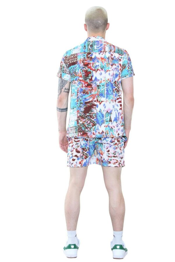 Men's Vibrant Abstract Print Shirt and Shorts Set