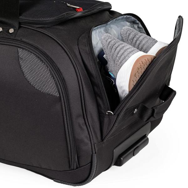 Gino Ferrari Wheeled Holdall Duffel Bag Skate Wheels Lightweight – Large – Black