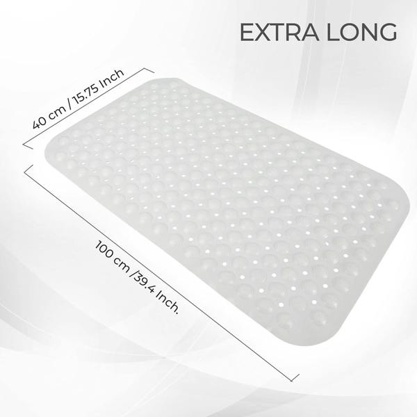 Top 3 Non-Slip Durable Bath Shower Mat with Suction Cups 40cm x 100cm White