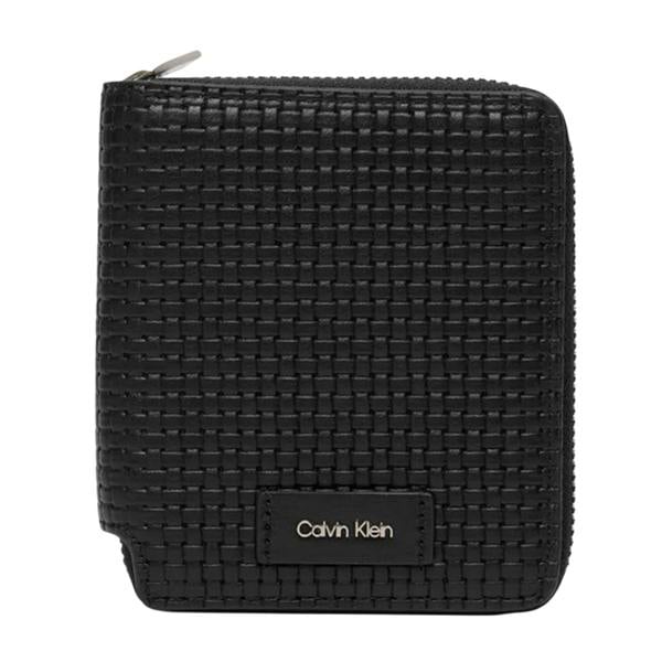 Calvin Klein Basket Weave Leather Wallet - Black - 