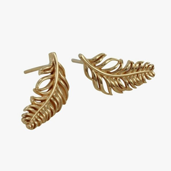 Sterling Silver Feather Stud Earrings - Reeves & Reeves