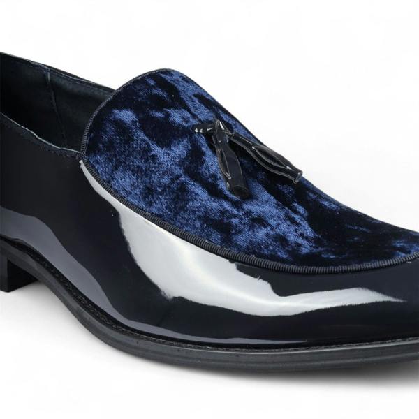 Dolcetto Men's Velvet Tassel Loafers Formal Patent Dress Shoes