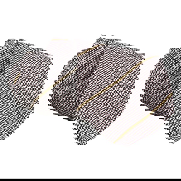 Dunhill fine houndstooth and stripe patterned silk tie claret beige