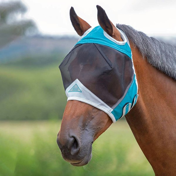 Shires Fine Mesh Ear Holes Horse Fly Mask - Teal