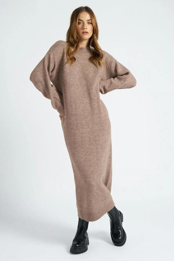 Urban Bliss Brown Crew Neck Long Dress