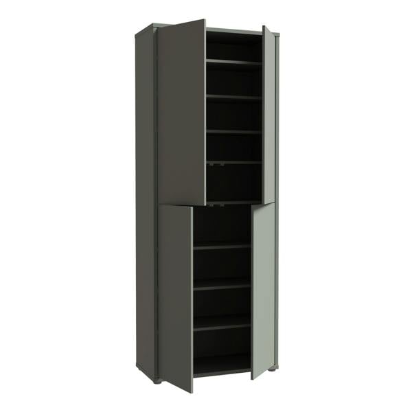 Furniture To Go Alice Springs Tall Shoe Cabinet with 4 Doors Push-to-Open in Sage Green