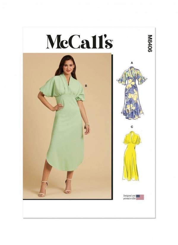 McCalls 8406 Paper Sewing Pattern – Women's Dress, Intermediate