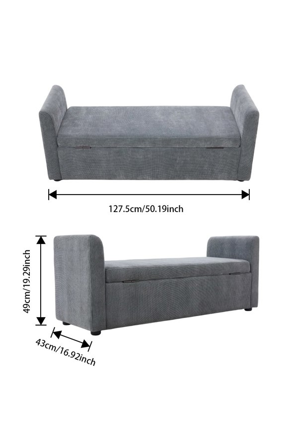 Living and Home Upholstered Storage Bench with 2 Pillow