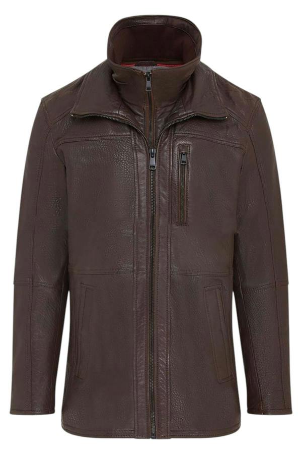 Infinity Leather Mens Warm Mid-Length Leather Biker Coat - Sikander