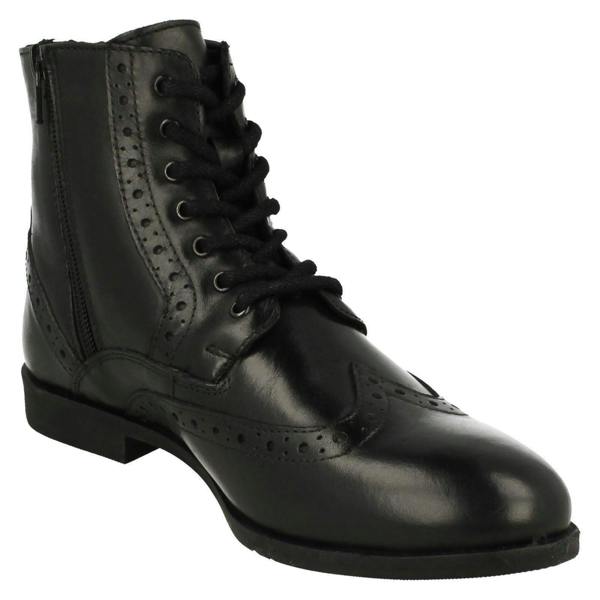 Leather Collection Ladies Leather Collection Brogue Lace Up Detailed Boots F4456