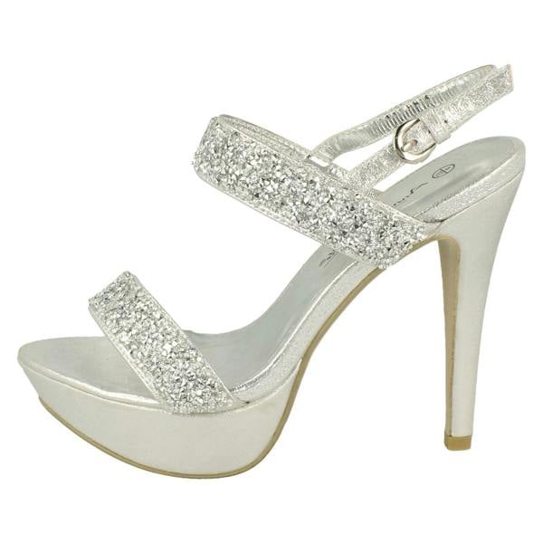 Anne Michelle Ladies Anne Michelle Double Glitter Strap Platform Heels
