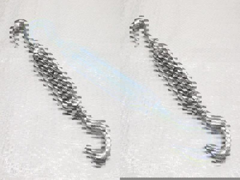 x1 M10 Galvanised Forged Straining Screw Hook And Hook - Caravan Turnbuckle Open Body