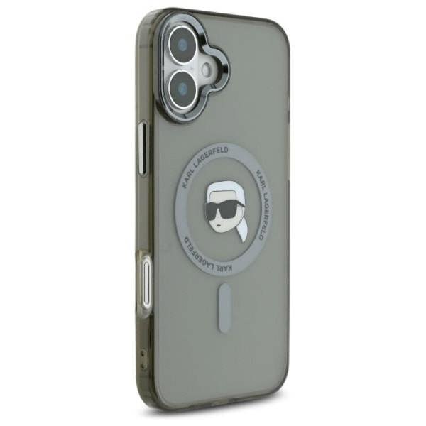 Karl Lagerfeld IML Metal Karl Head Case with MagSafe for iPhone 16 6.1" Black - KLHMP16SHLSKIK