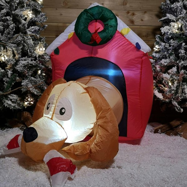 Samuel Alexander 1.2m Inflatable Light Up LED Indoor Outdoor Dog House Christmas Decoration