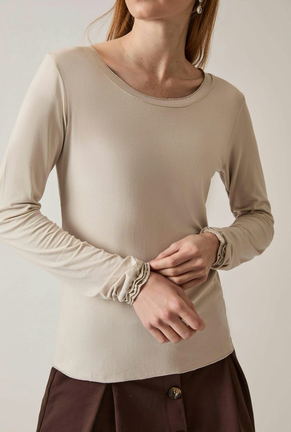 James Lakeland Long Sleeve Beige Top