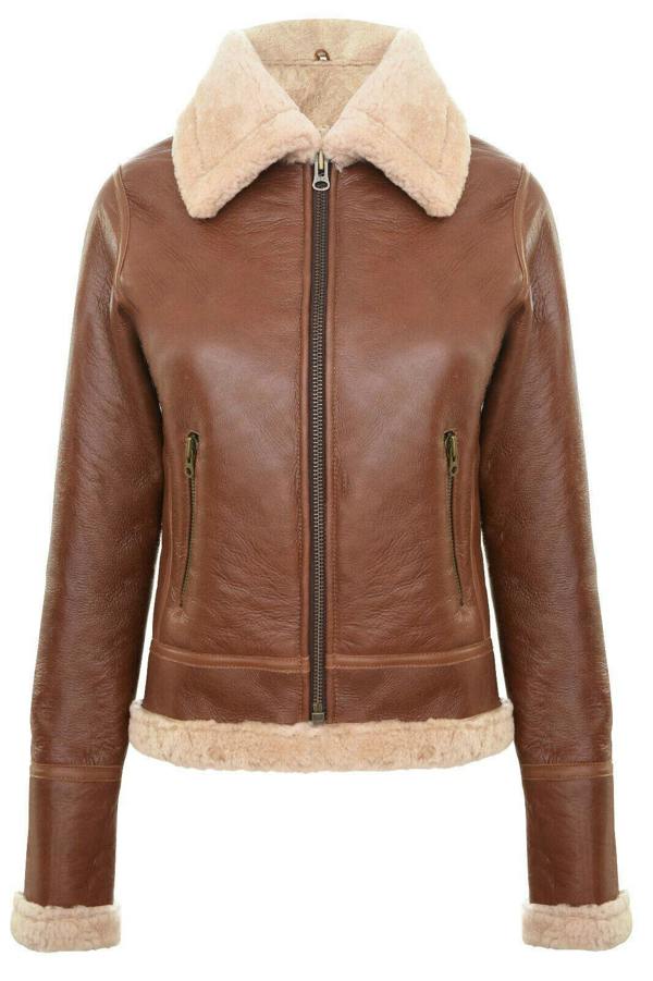Infinity Leather Womens Tan B3 Sheepskin Flying Jacket-Kano