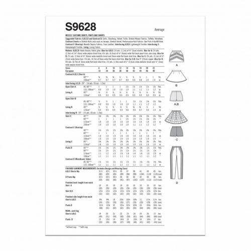 Simplicity Sewing Pattern 9628, Costumes for Women, H5 (6-8-10-12-14) - Intermediate