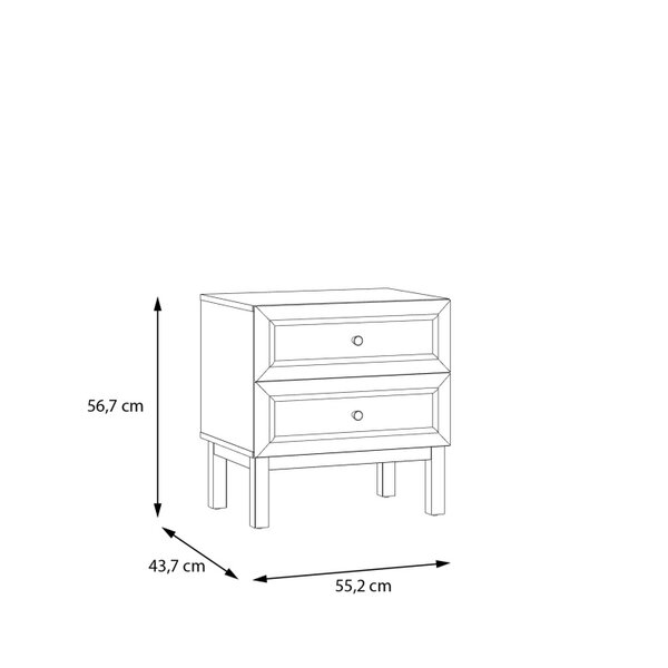 Wyld Haus Thistledown 2 Drawer Bedside Chest Light Grey and Natural Oak Wood