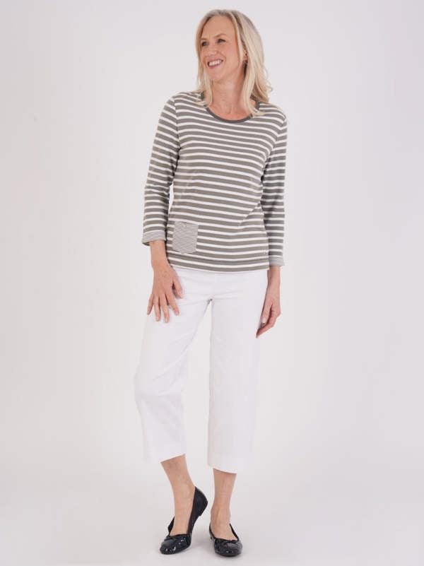 TIGI Stripe And Patch Pocket Top