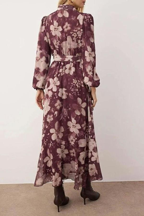 WOVCOR Floral Woven Chiffon Dress with Button Detail