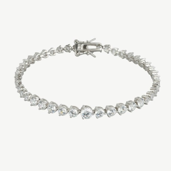 Spero London Gradual Size Gemstone Sterling Silver Tennis Bracelet