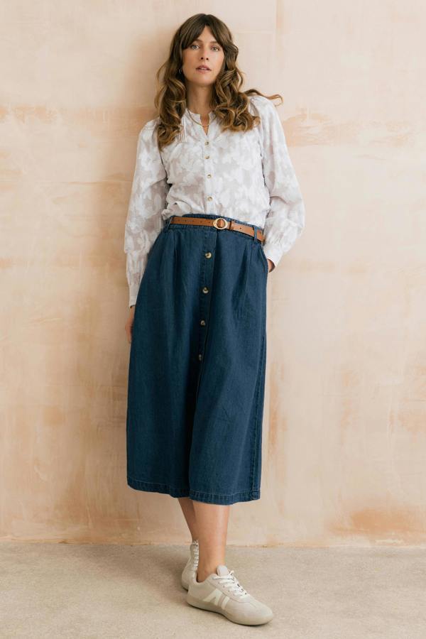 Lily & Me Poplar Cotton Jacquard Blouse Mocha