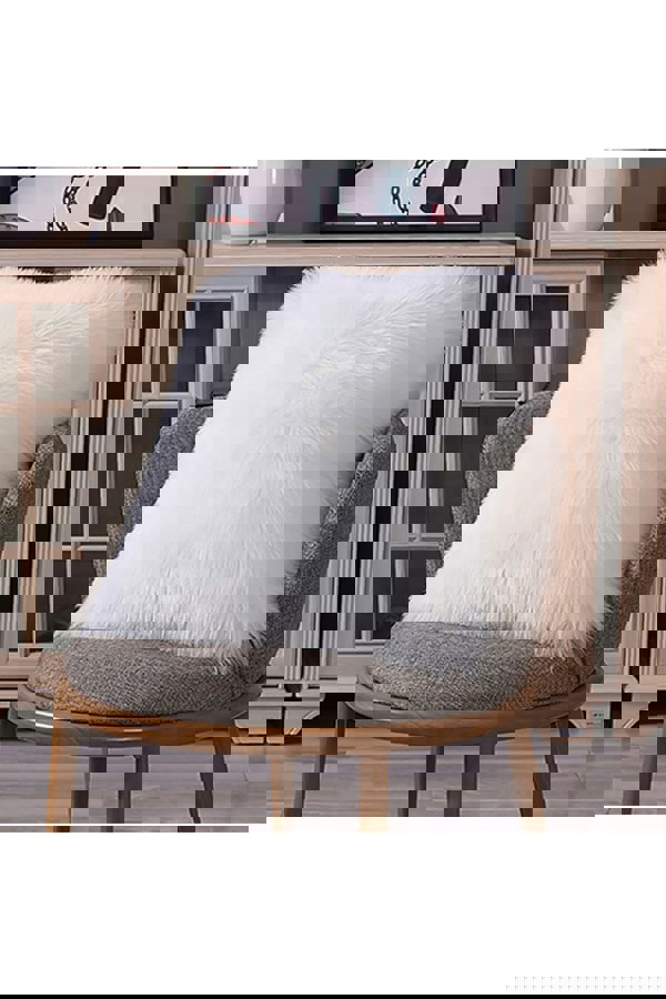 Living and Home 50*50cm Fluffy Faux Wool White Cushion Cover