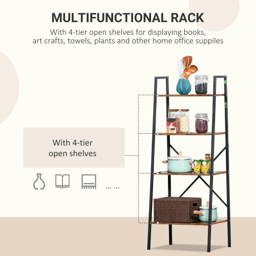 Wyld Haus Tanile Metal And Wood Rustic Brown And Black 4 Tier Ladder Bookshelf
