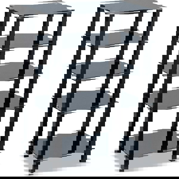 Centurion Supports TRINITY Gloss Black 5 Shelf with Black Legs Flat Screen TV Rack Glass Stand