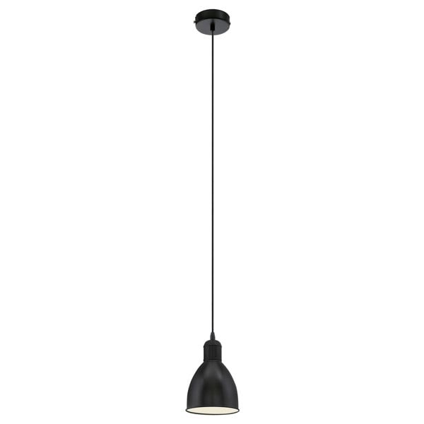 Hanging Ceiling Pendant Light Black & White Steel 1 x 40W E27 Bulb Loops