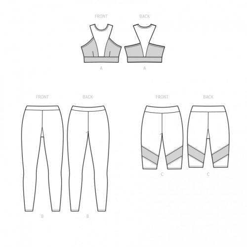 Simplicity Sewing Pattern 9620, Sportswear, Tops, Leggings, Shorts for Women, AA (XS-S-M-L-XL) - Intermediate