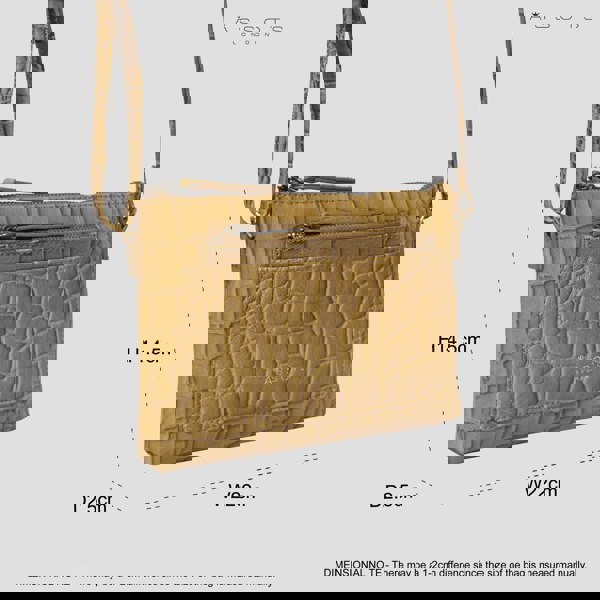 Assots London 'ARIA' Mustard Croc Real Leather Crossbody Bag & Purse Set