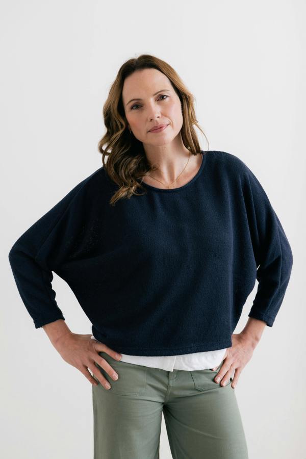Penny Batwing Crossover Jumper Navy