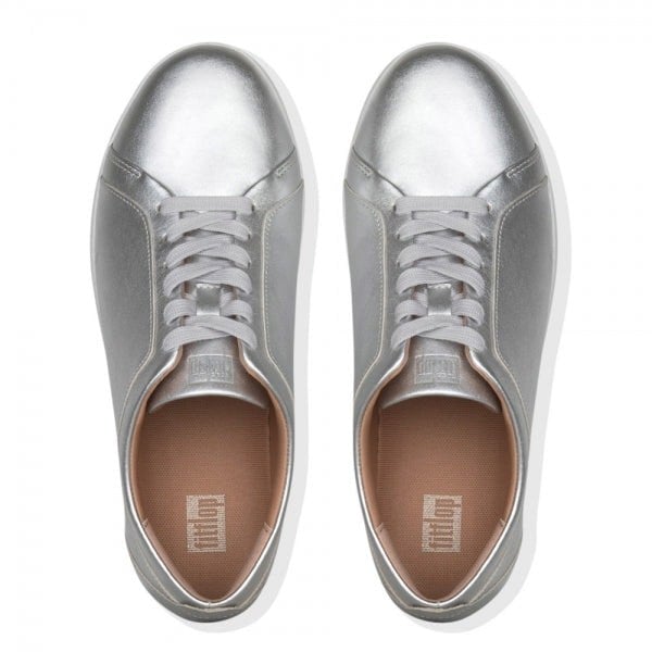 FitFlop RALLY Womens Leather Trainers Silver