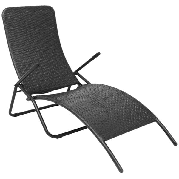 Berkfield Folding Sun Lounger Poly Rattan Black