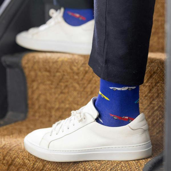 SWOLE PANDA Classic Car Bamboo Socks, Blue