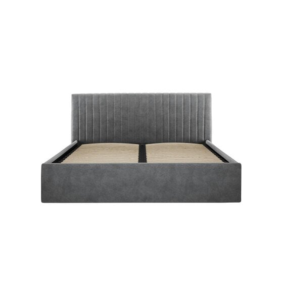 Wyld Haus Dublin Silver Upholstered 4ft6 Double Ottoman Bed with Ribbed Headboard