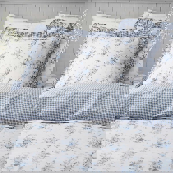 Catherine Lansfield Lucie Floral Frill Blue Duvet Cover Set