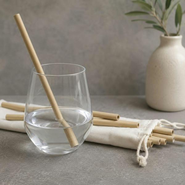 Top 3 Bamboo Drinking Straws Pack of 12 with Cleaning Brush and Bag