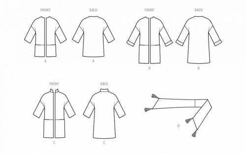 Simplicity Sewing Pattern 9853, Coats, Scarves for Women, A (XS-S-M-L-XL) - Easy