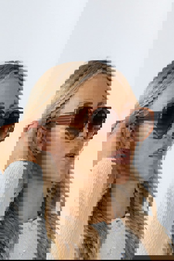 SVNX Round Circle Sunglasses in Brown