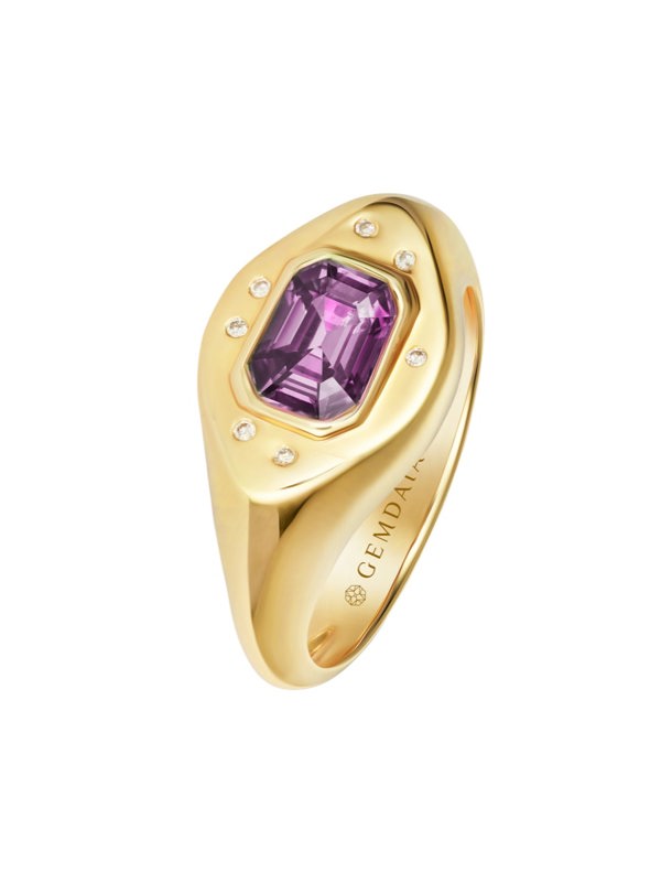 Gemdaia Purple Sapphire Signet Ring