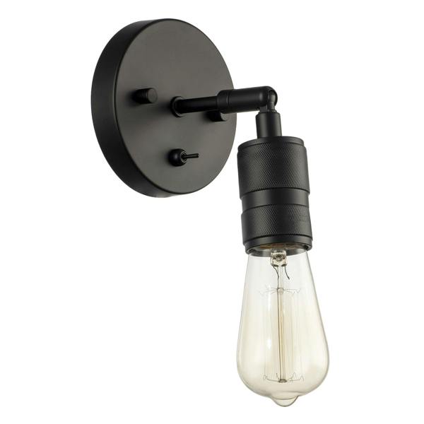 Matte Black Switched Wall Light with Adjustable Knurled Metal Head Image 5