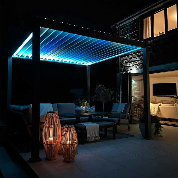 Ocean Designs Tivoli E-LED 3m x 3m Grey Frame Free Standing Pergola