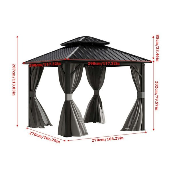 10×10ft/10×12ft Hardtop Patio Gazebo Living and Home 