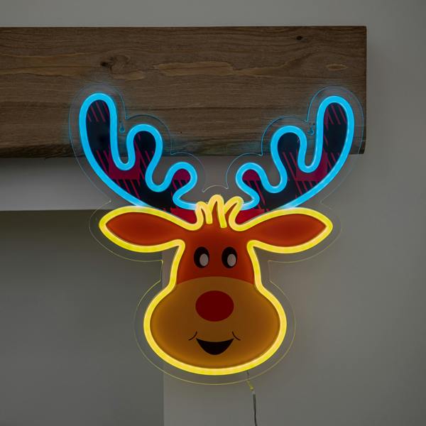 Samuel Alexander 35cm Light Up Rudy Reindeer Christmas Decoration USB LED Neon Sign