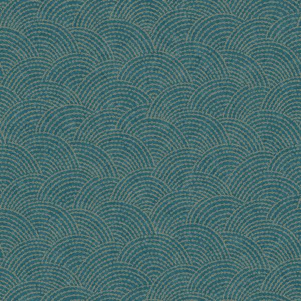 Grandeco Boutique Shell Metallic Curve Luxury Weight Embossed Wallpaper, Navy Blue