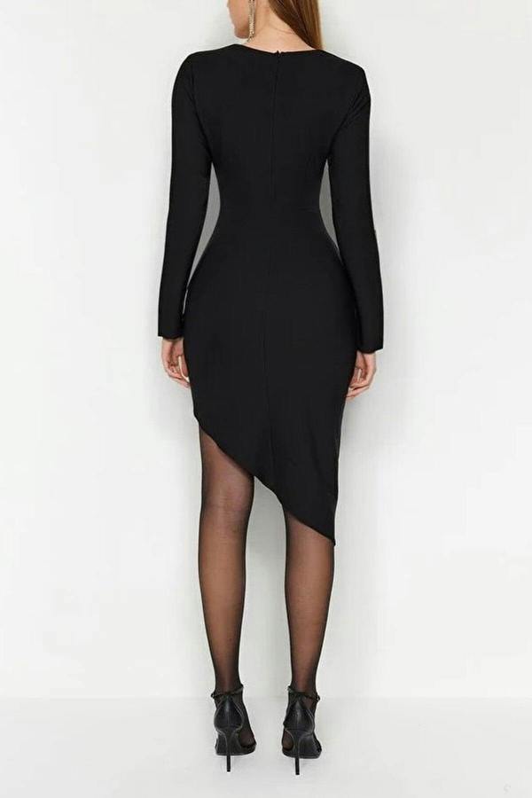 WOVCOR Shiny Stone Woven Elegant Evening Dress
